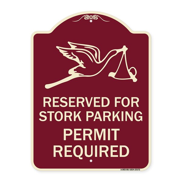 Reserved for Stork Parking Permit Required W/ Graphic Heavy-Gauge Alum, 24" x 18", BU-1824-23172
